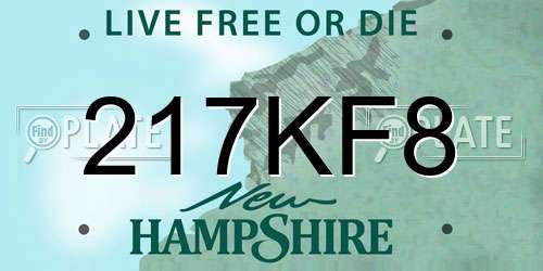 217KF8 New Hampshire License Plate