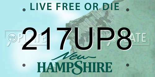 217UP8 New Hampshire License Plate