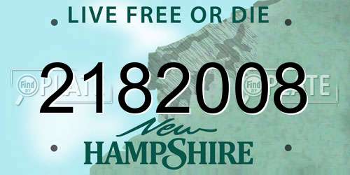 2182008 New Hampshire License Plate