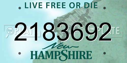 2183692 New Hampshire License Plate
