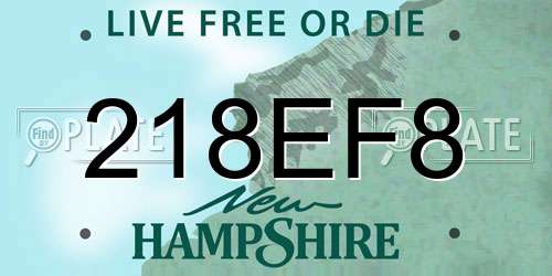 218EF8 New Hampshire License Plate