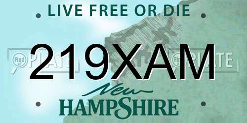219XAM New Hampshire License Plate