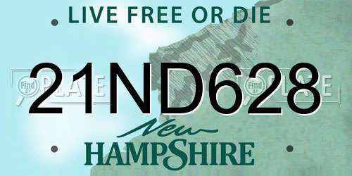 21ND628 New Hampshire License Plate