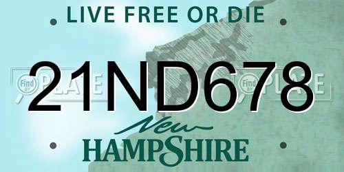 21ND678 New Hampshire License Plate