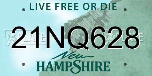 21NQ628 New Hampshire License Plate