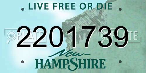 2201739 New Hampshire License Plate