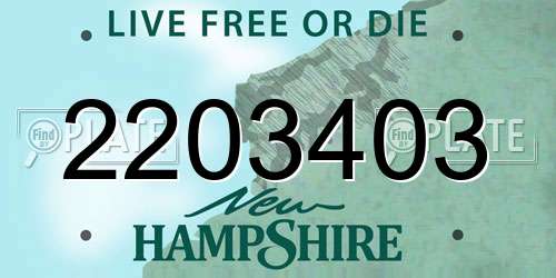 2203403 New Hampshire License Plate