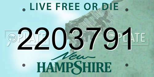 2203791 New Hampshire License Plate