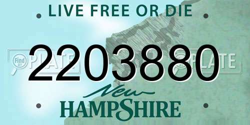 2203880 New Hampshire License Plate