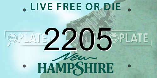 2205 New Hampshire License Plate
