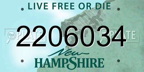 2206034 New Hampshire License Plate
