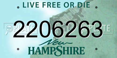 2206263 New Hampshire License Plate