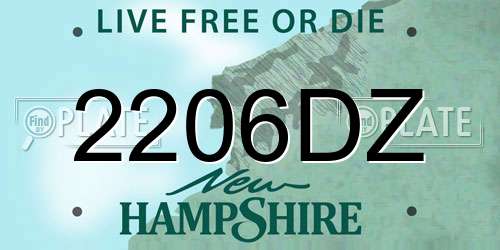 2206DZ New Hampshire License Plate