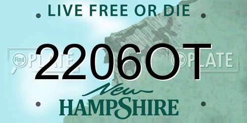 2206OT New Hampshire License Plate