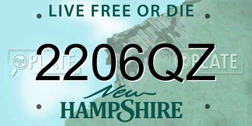 2206QZ New Hampshire License Plate