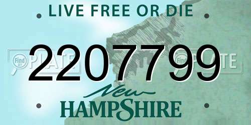 2207799 New Hampshire License Plate