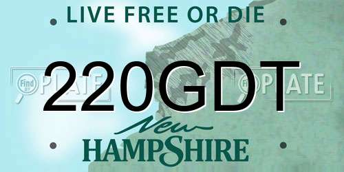 220GDT New Hampshire License Plate