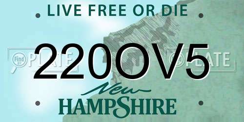 220OV5 New Hampshire License Plate