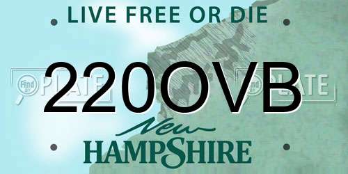 220OVB New Hampshire License Plate
