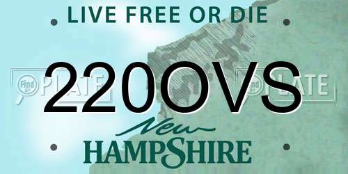 220OVS New Hampshire License Plate