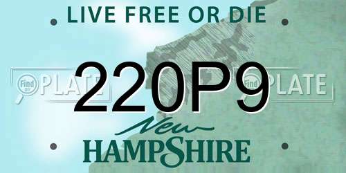 220P9 New Hampshire License Plate