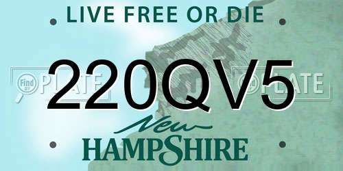 220QV5 New Hampshire License Plate