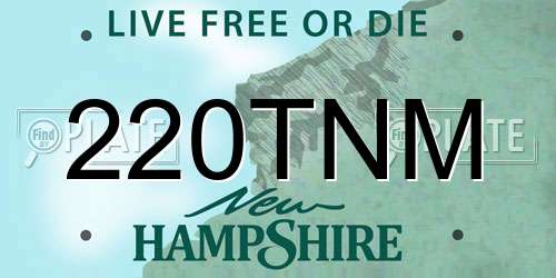 220TNM New Hampshire License Plate