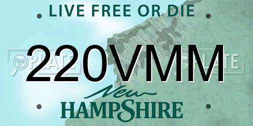 220VMM New Hampshire License Plate