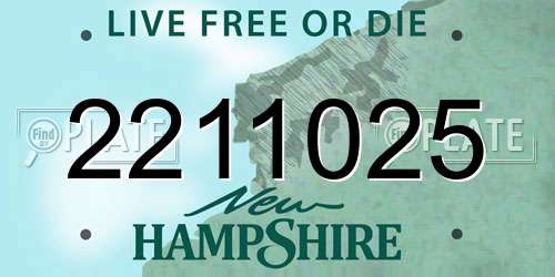 2211025 New Hampshire License Plate