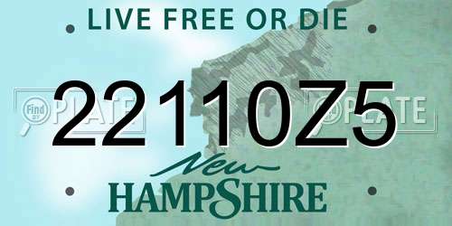 22110Z5 New Hampshire License Plate