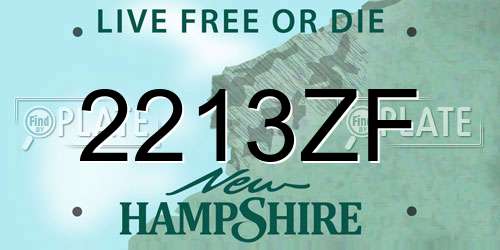 2213ZF New Hampshire License Plate