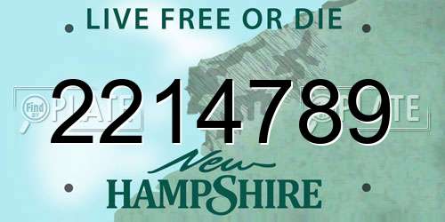 2214789 New Hampshire License Plate