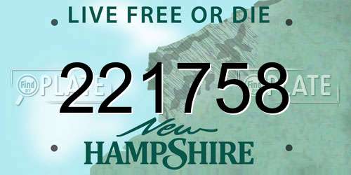 221758 New Hampshire License Plate