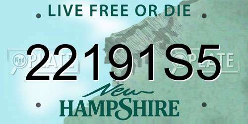 22191S5 New Hampshire License Plate