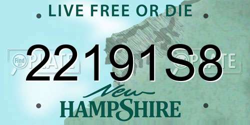 22191S8 New Hampshire License Plate