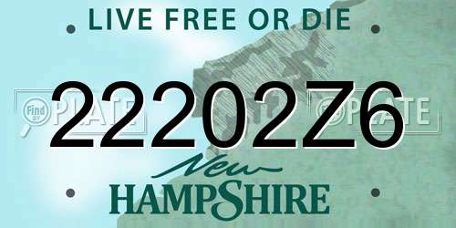 22202Z6 New Hampshire License Plate