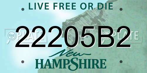 22205B2 New Hampshire License Plate