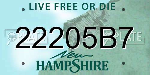 22205B7 New Hampshire License Plate