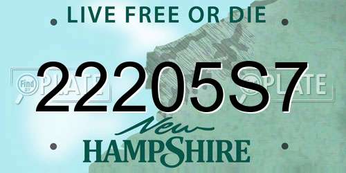 22205S7 New Hampshire License Plate
