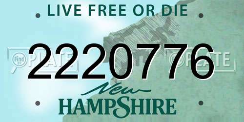 2220776 New Hampshire License Plate