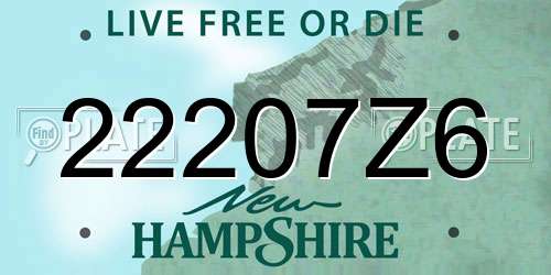 22207Z6 New Hampshire License Plate