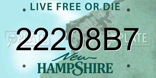 22208B7 New Hampshire License Plate