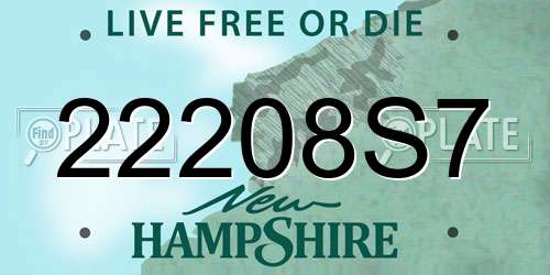22208S7 New Hampshire License Plate