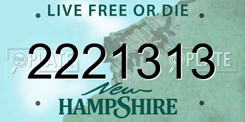 2221313 New Hampshire License Plate