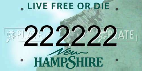 222222 New Hampshire License Plate