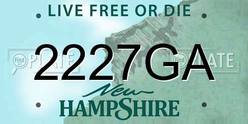 2227GA New Hampshire License Plate