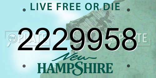 2229958 New Hampshire License Plate