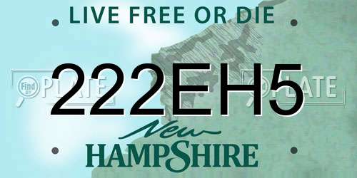 222EH5 New Hampshire License Plate