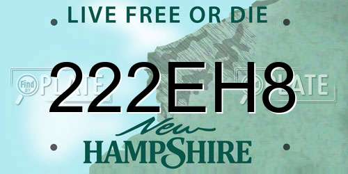222EH8 New Hampshire License Plate