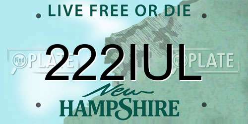 222IUL New Hampshire License Plate